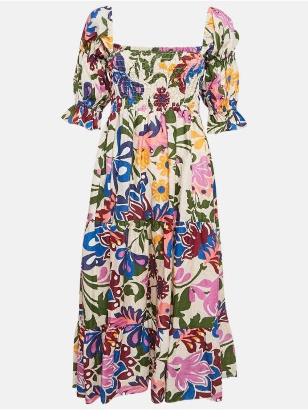 Misa Los Angeles - Yolanda Smocked Tiered Midi Dress